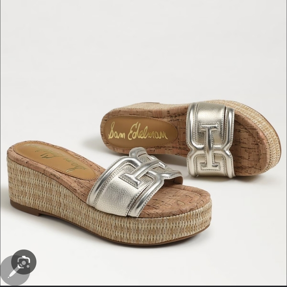 Sam Edelman Metallic Silver Pauleena Platform Slides - Picture 1 of 14